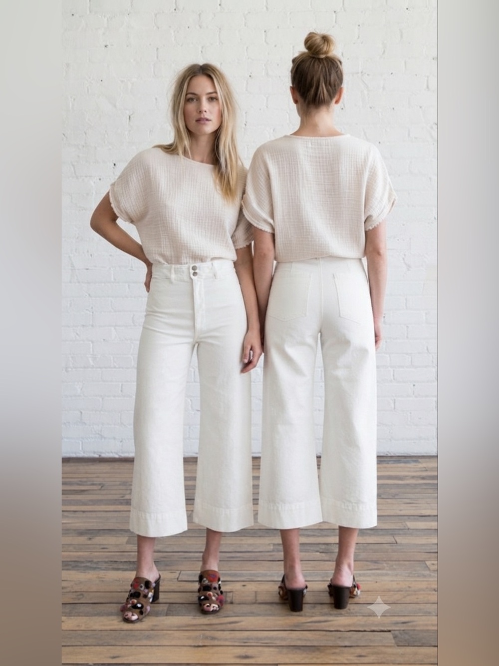Apiece Apart Jeans Womens 2 White Cropped Wide Leg High Rise Minimalist Neutral